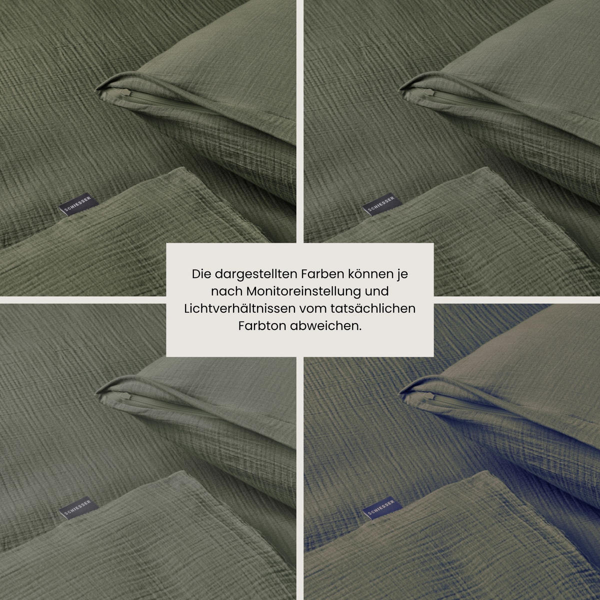 BETTWÄSCHESET Molly - Musselin - 2-teilig - 155x220 cm - Dunkelgrün - Dunkelgrün, Textil (155/220cm) - SCHIESSER
