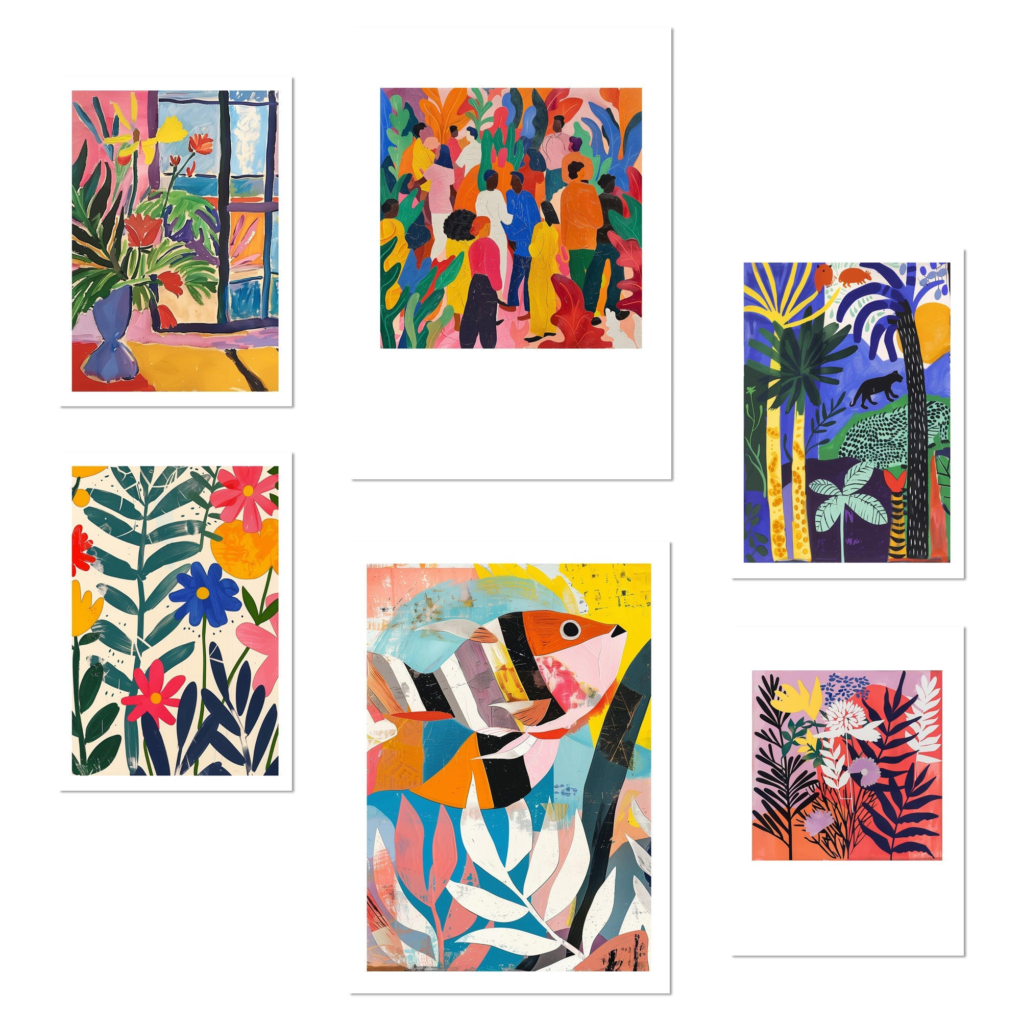 POSTER Set Mit 6 Gelbe & Rote Töne Von Matisse Kräftige Farben A3 & A4 Rahmenlos - Klar, Papier (29/3cm) - Nacnic