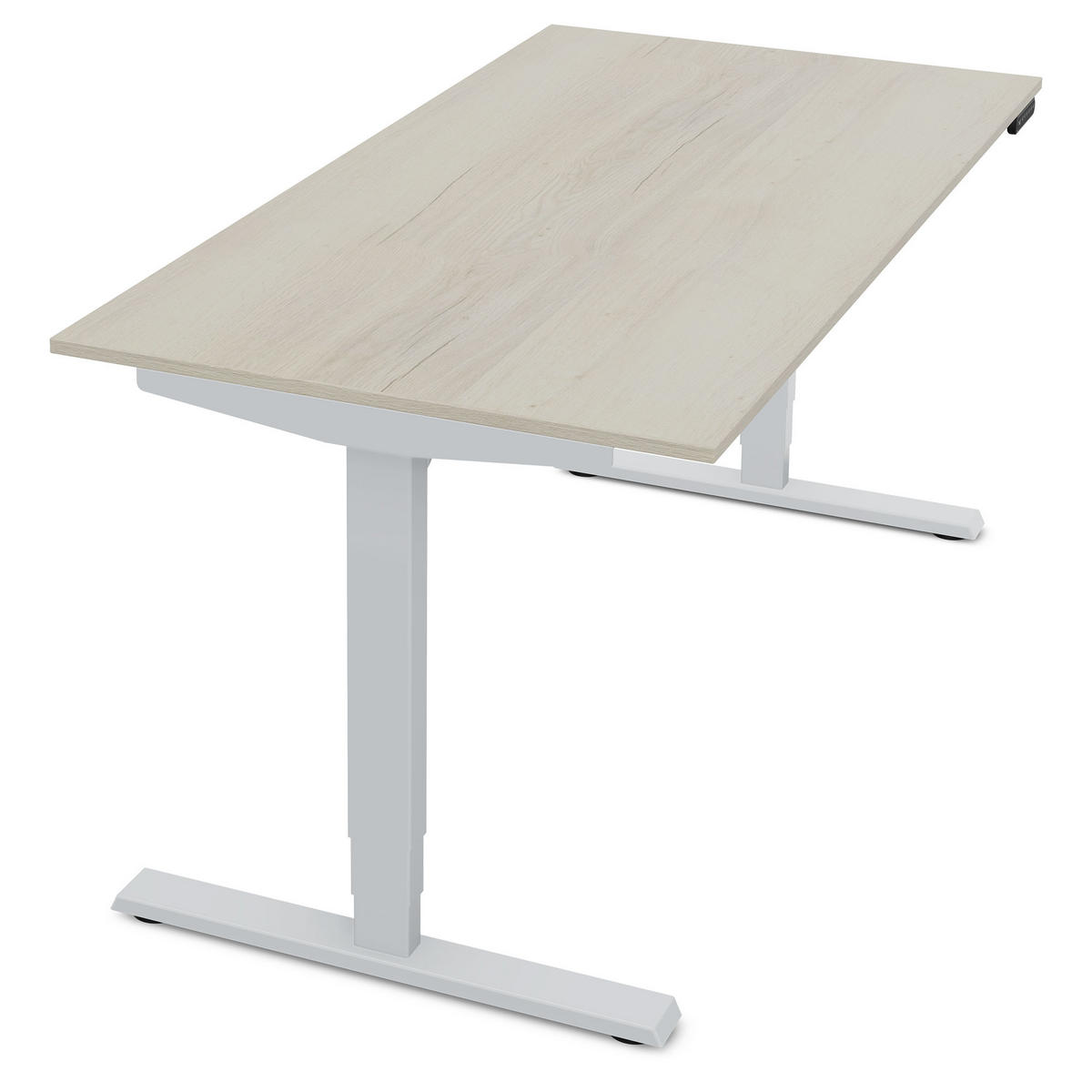 SCHREIBTISCH Elektrisch höhenverstellbarer Schreibtisch Y-Line Eiche Polar Weißaluminium 160/80/62-127cm - Eiche Bianco/Weiß Hochglanz, Holzwerkstoff/Metall (80/160/127cm) - ASSMANN