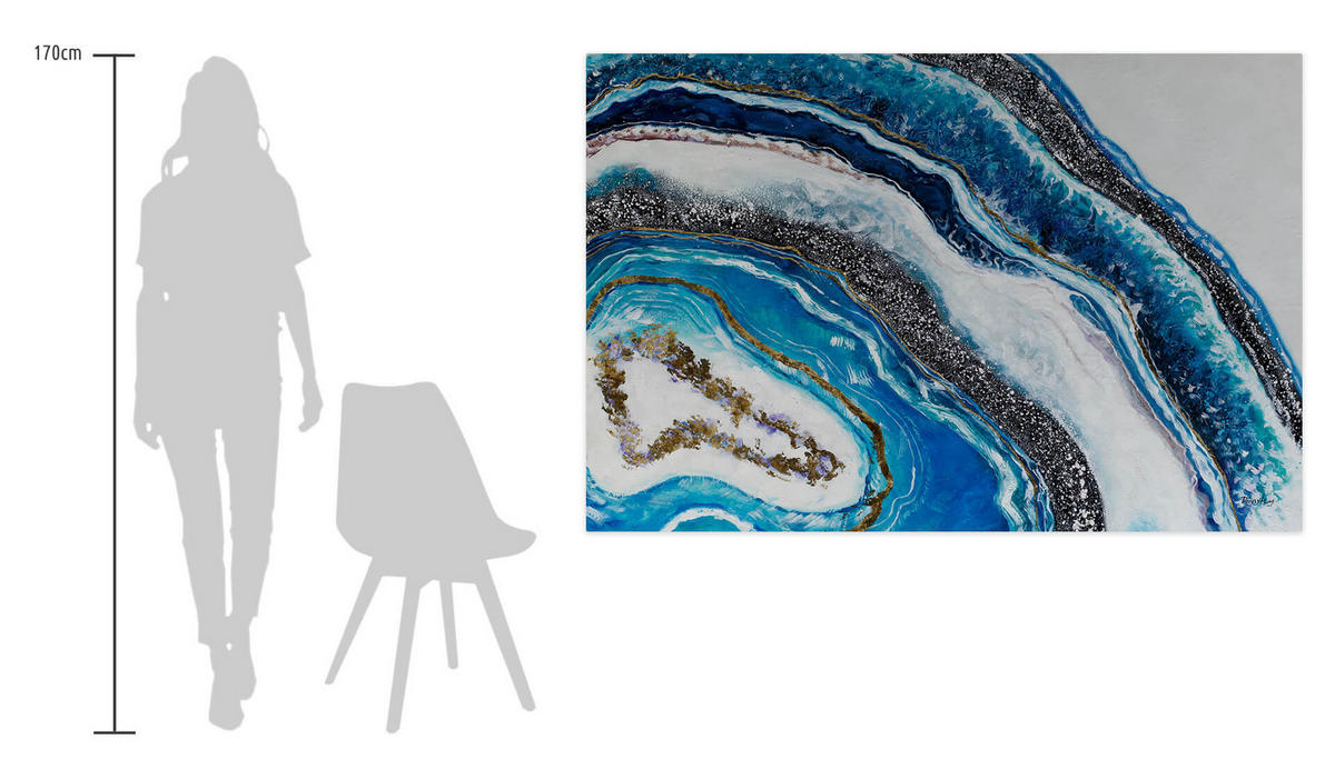 XXL ÖLGEMÄLDE 180/120 cm - Blau/Grau, Textil (180/120cm) - KUNSTLOFT