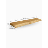 WANDREGAL schwebend mit Baumkante - Eichefarben, Holz (100/4/22cm) - holz4home