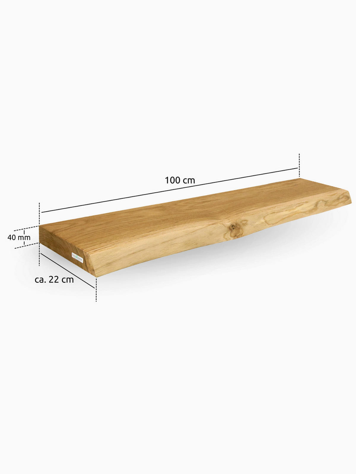 WANDREGAL schwebend mit Baumkante - Eichefarben, Holz (100/4/22cm) - holz4home