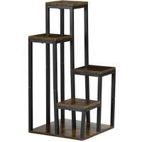 BLUMENTREPPE aus Metall & Spanplatte 40x40x81 cm in Braun mit 4 Ebenen - Braun, Metall (40/81/40cm) - Modfu