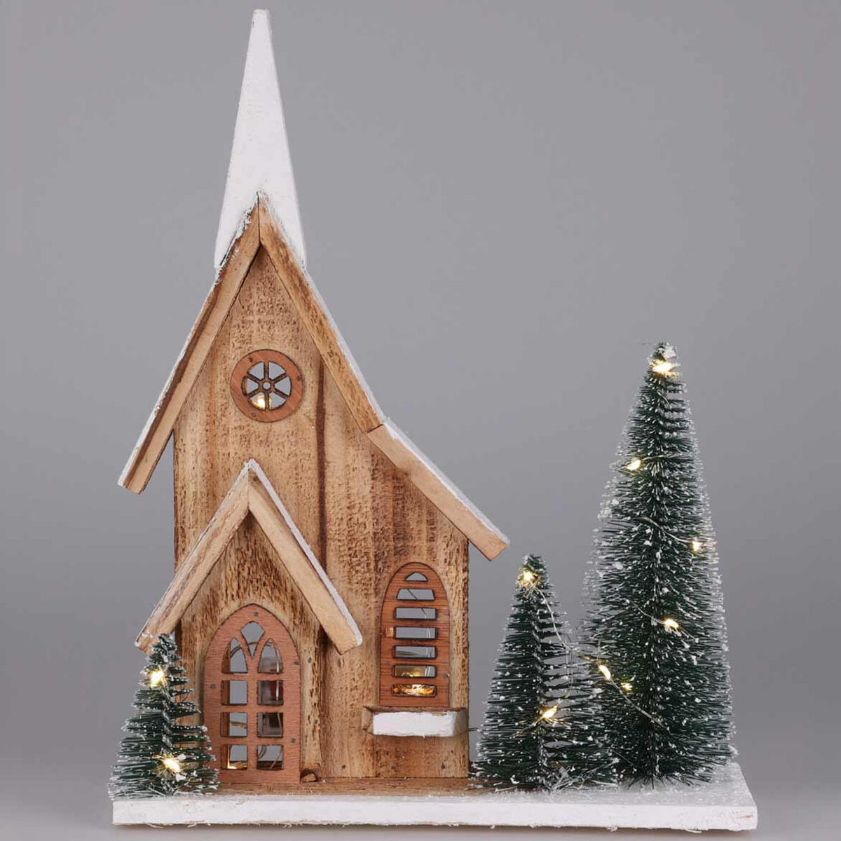 DEKOFIGUR Haus LED 34 cm - Beige, Holz (9/34/28cm) - Home Styling Collection