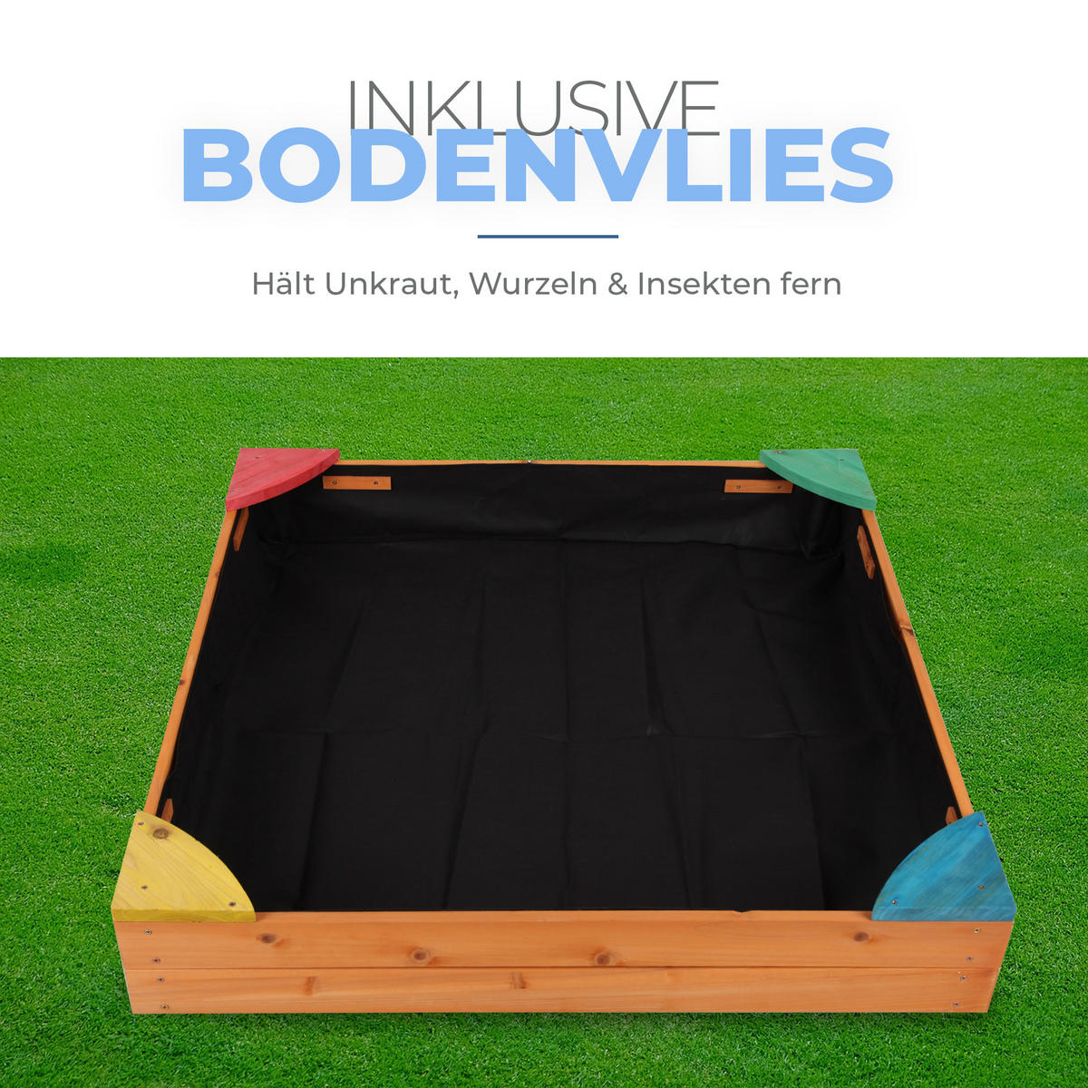 SANDKASTEN aus Holz mit Abdeckung 90 cm - Braun, Naturmaterialien (90/90cm) - Bestlivings