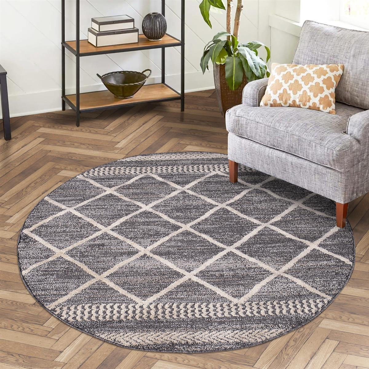 KURZFLOR-TEPPICH Art 2645 Grau 200x200 cm rund - Grau, Textil (200/200cm) - carpet city