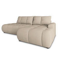 ECKSOFA FLUMA CL R-S Beige Samtstoff mit Schlaffunktion - Beige, Holzwerkstoff/Textil (279/158cm) - MASSENO