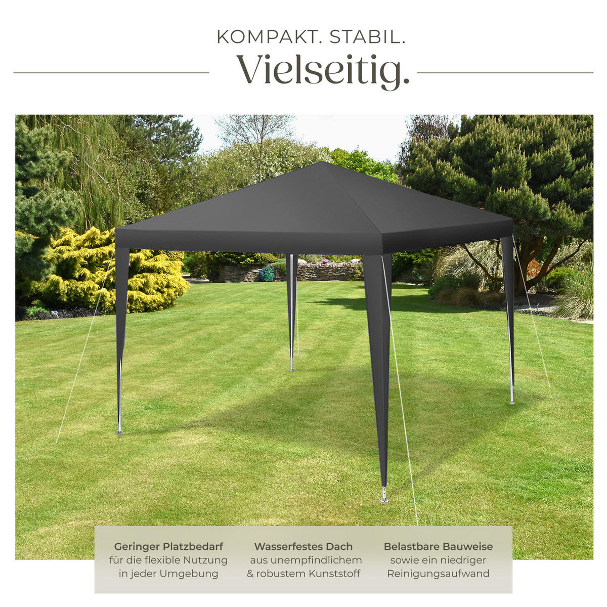PAVILLON Farah,wasserdicht,grau - Grau, Kunststoff (300/250/300cm) - tectake