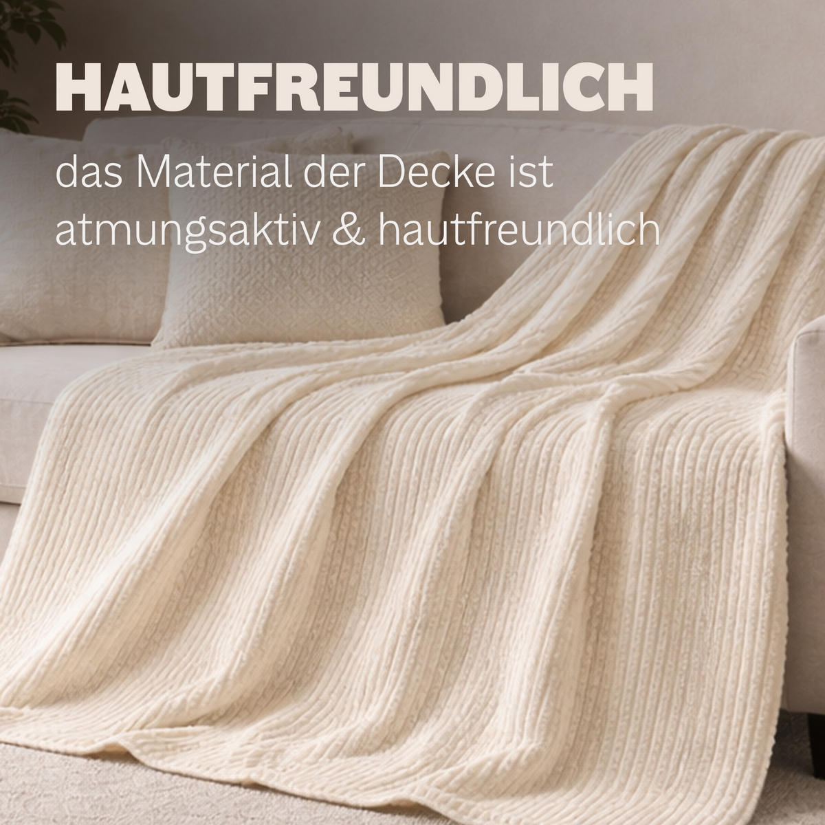 TAGESDECKE Wende-Design 200x220cm Sandbeige - Creme, Kunststoff/Textil (220/200cm)