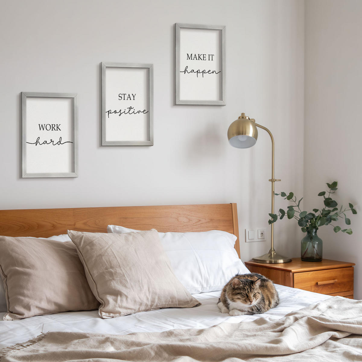 WANDBILDER 3er Set - 20x30 cm Silberner Rahmen - Minimalistische Motivationsinschriften - Silberfarben, Kunststoff (20/30cm) - ArtPrintCave