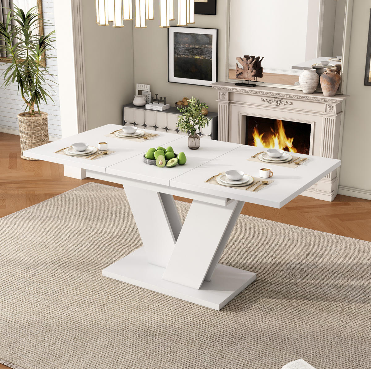 ESSTISCH 120/160/80 cm Weiß aus MDF mit Ausziehfunktion - Weiß, Holzwerkstoff (160/80/75cm) - OKMYHOME