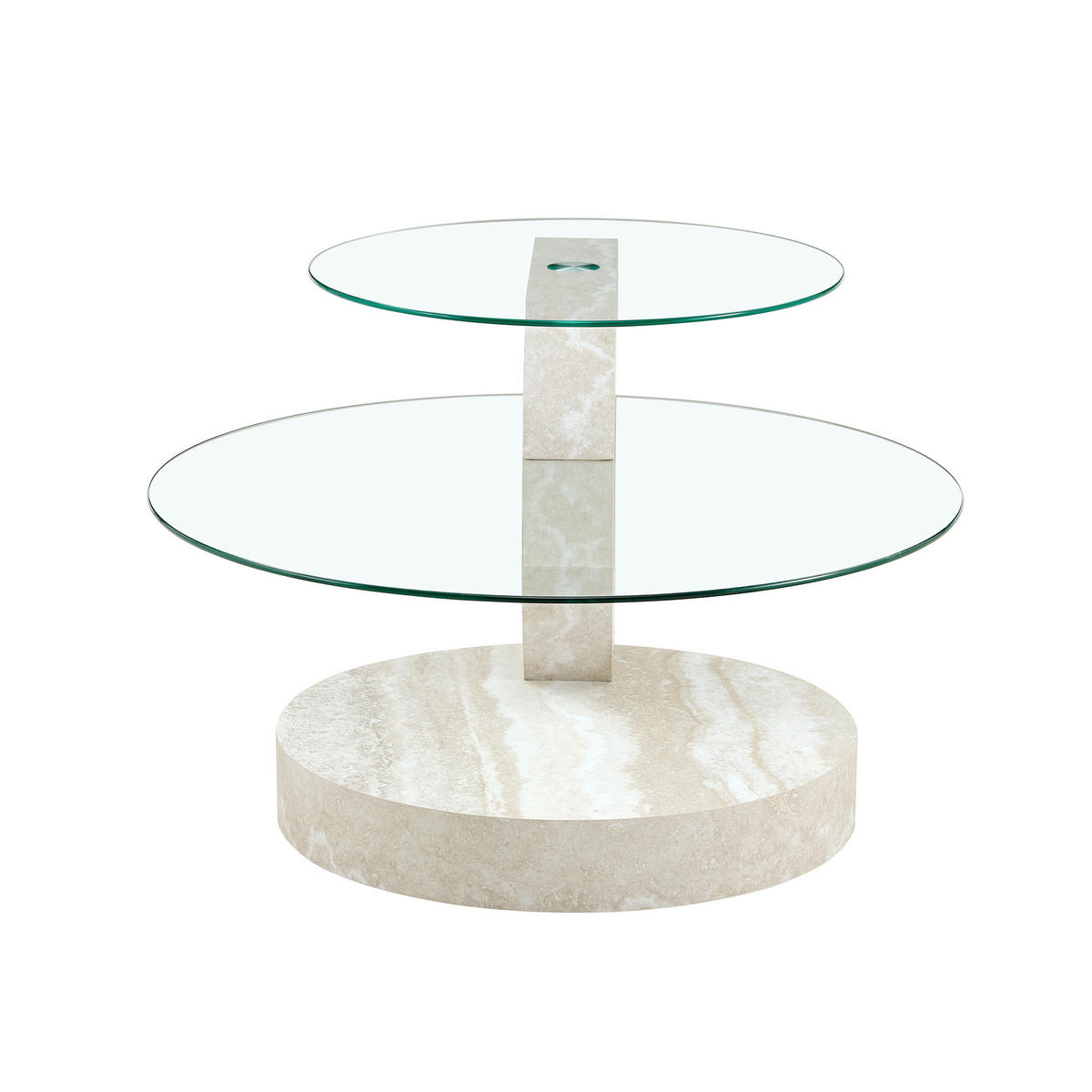 COUCHTISCH DE-158 Sicherheitsglas mit Walnussholz-Maserung - Weiß, Holzwerkstoff (70/90/44cm) - ComfortXL