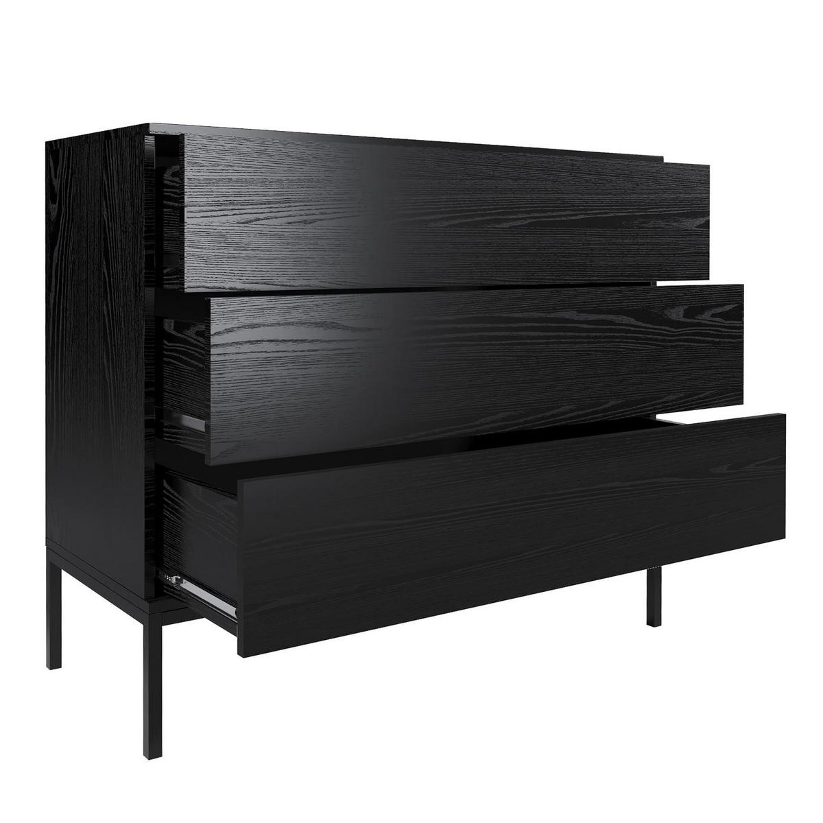 KOMMODE Induro Schwarz, Schubladenkommode mit Metal Beine - Schwarz, Holzwerkstoff/Metall (100/84/41cm) - Bettso