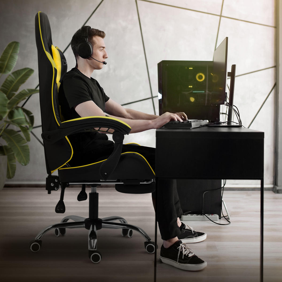 GAMING-STUHL schwarz gelb - Gelb, Metall (62/128/62cm) - ML-DESIGN