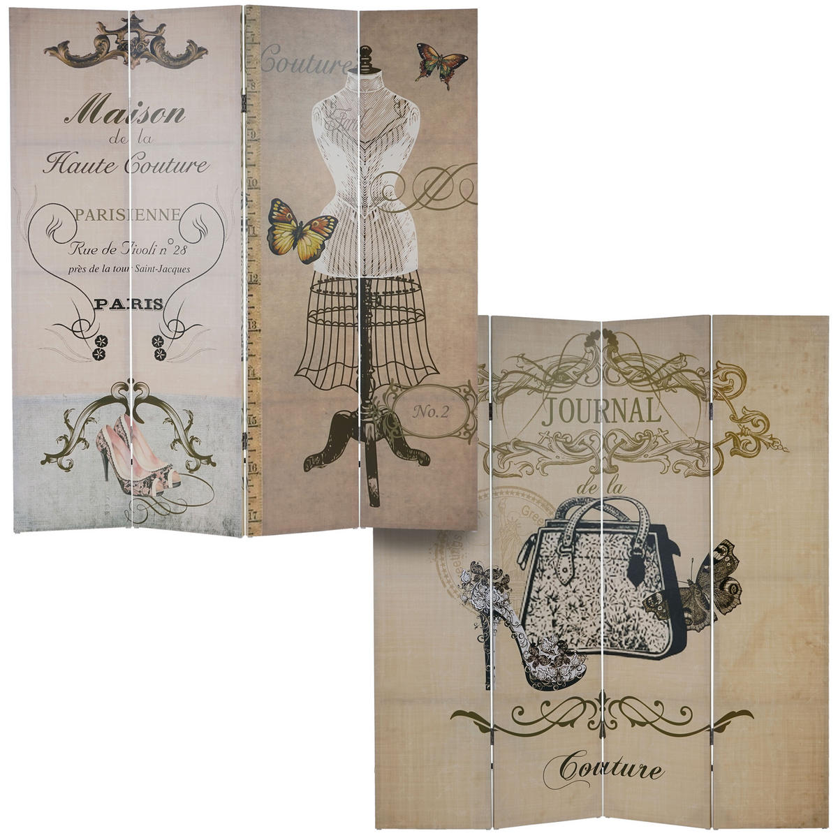 FOTO-PARAVENT Braun, Schwarz - Schwarz/Braun, Holz (160/180/2cm) - MCW