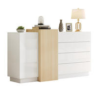 SIDEBOARD aus MDF 140x35x76,5 cm Weiß Hochglanz mit 4 Schubladen und Push-to-open - Weiß, Holzwerkstoff (140/76.5/35cm) - IVMEU