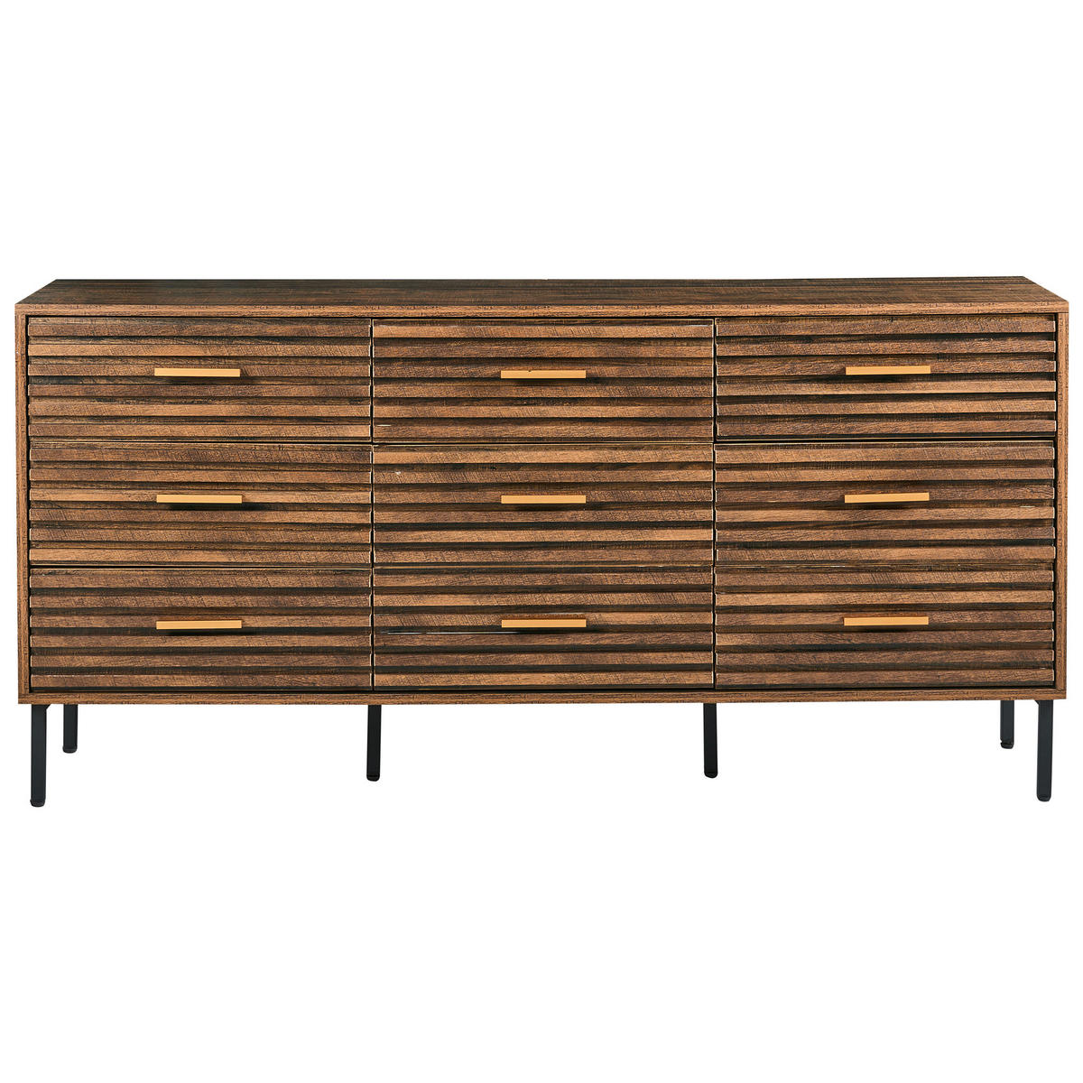 KOMODA s 9 zásuvkami Tmavě hnědá Keith - tmavě hnědá, kompozitní dřevo (150/73/35cm) - Beliani