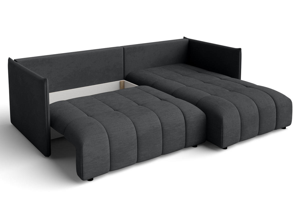 ECKSOFA L Form Cosmova Grau 245/182/83 cm mit Schlaffunktion - Schwarz/Grau, Kunststoff/Textil (245/182cm) - AX Living