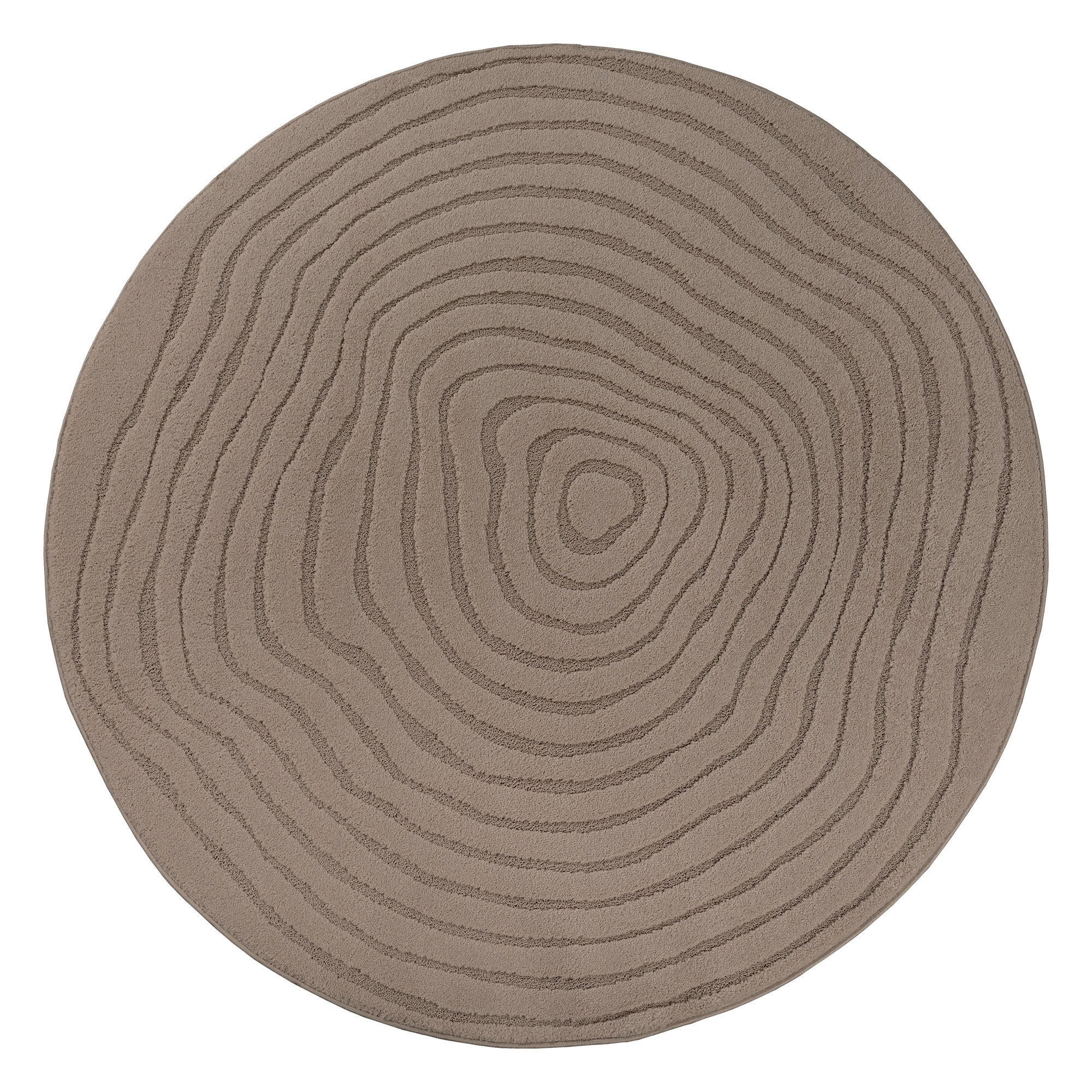 TEPPICH Kurzflor CETINA Gestreift Polypropylen-Polyester Braun 120 x 120 cm - Braun, Textil (120/120cm) - KADIMA DESIGN