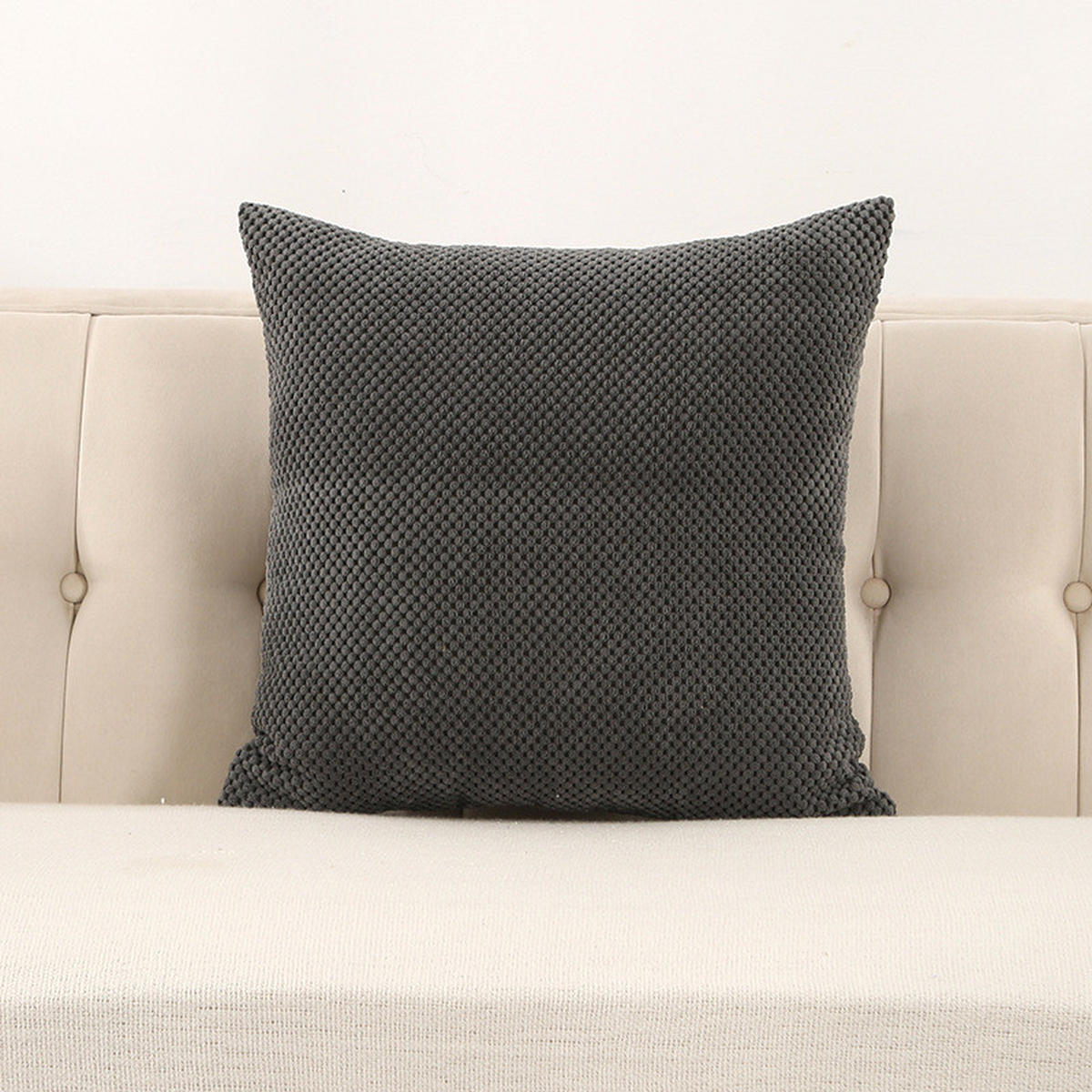 KISSENHÜLLE Polyester 45*45cm,2 Artikel - Dunkelgrau, Textil (45/45cm)