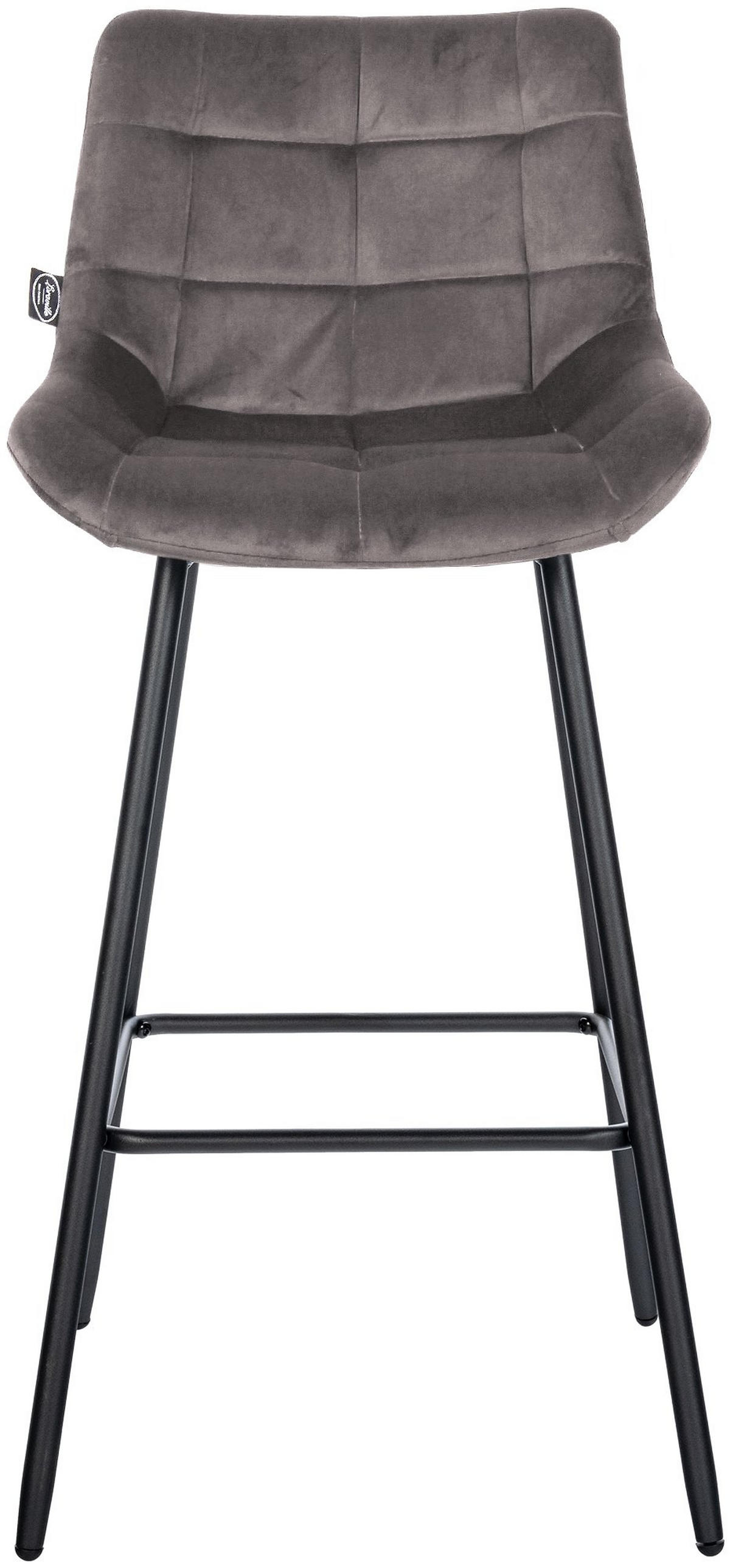 BARHOCKER Samt grau - Schwarz/Grau, Textil/Metall (49/104/56cm) - CLP