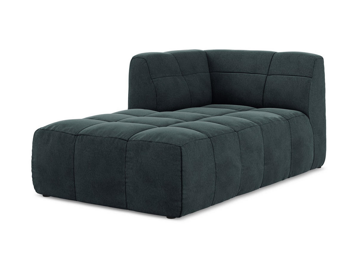 SOFAELEMENT Links Samt Stoff Blau - Petrol/Schwarz, Holzwerkstoff/Kunststoff (101/77/175cm) - Makamii