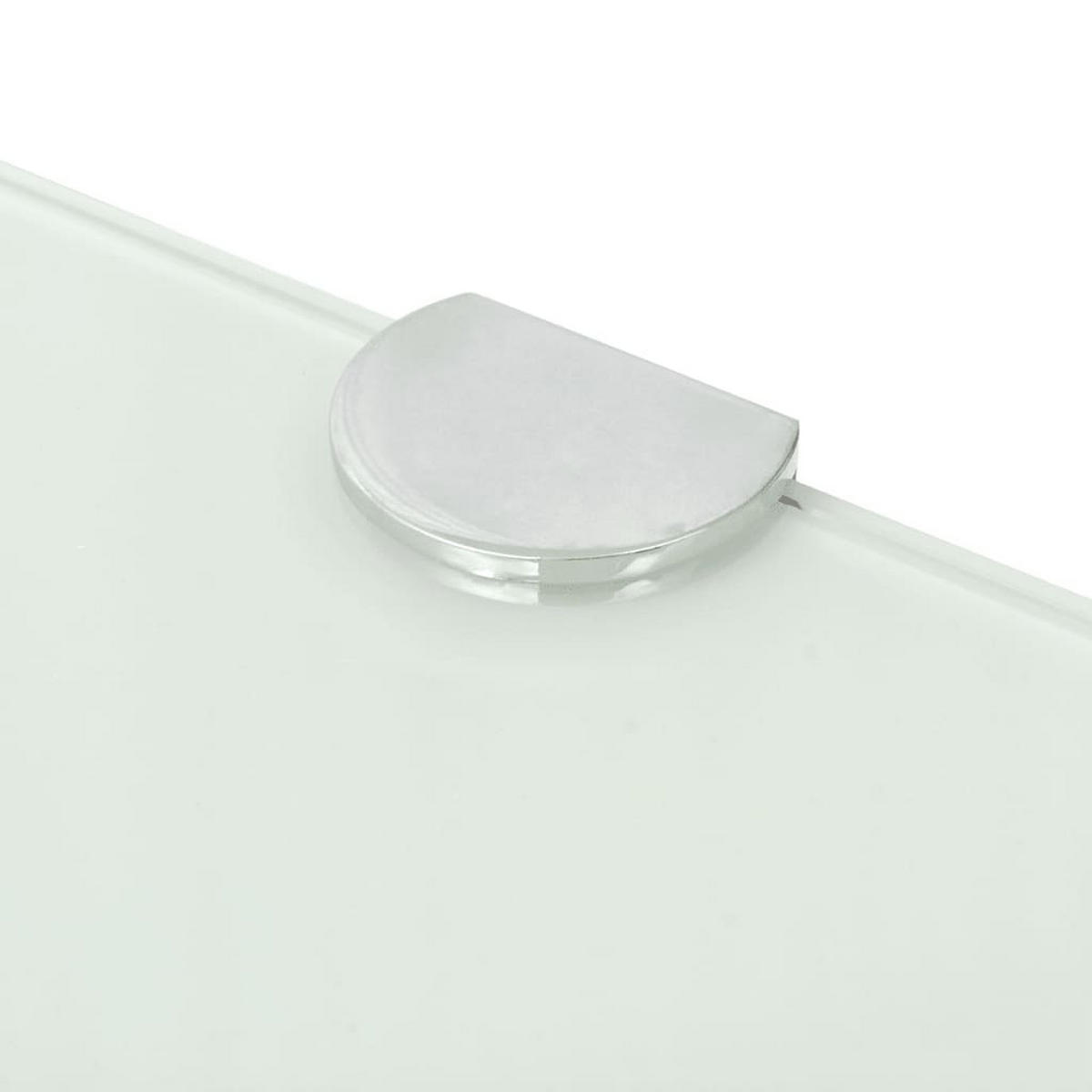ECKABLAGE mit Verchromten Halterungen Glas Weiß 25x25 cm - Weiß, Glas (25/0.8/25cm) - furnicato