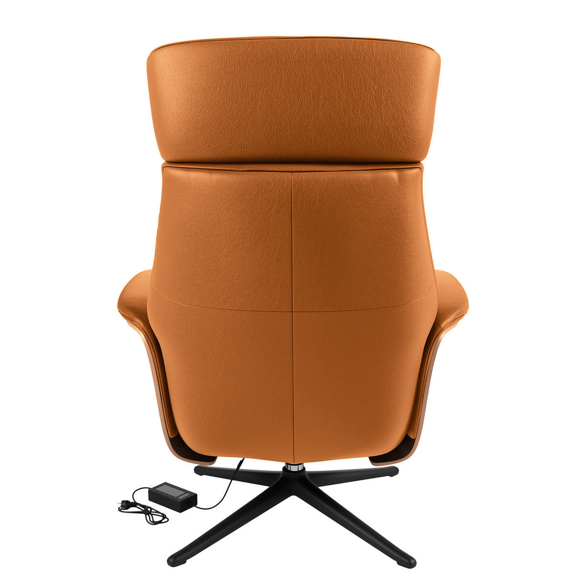 SESSEL - elektrisch verstellbar - Cognac/Schwarz, Leder/Metall (83/110/88cm) - home24
