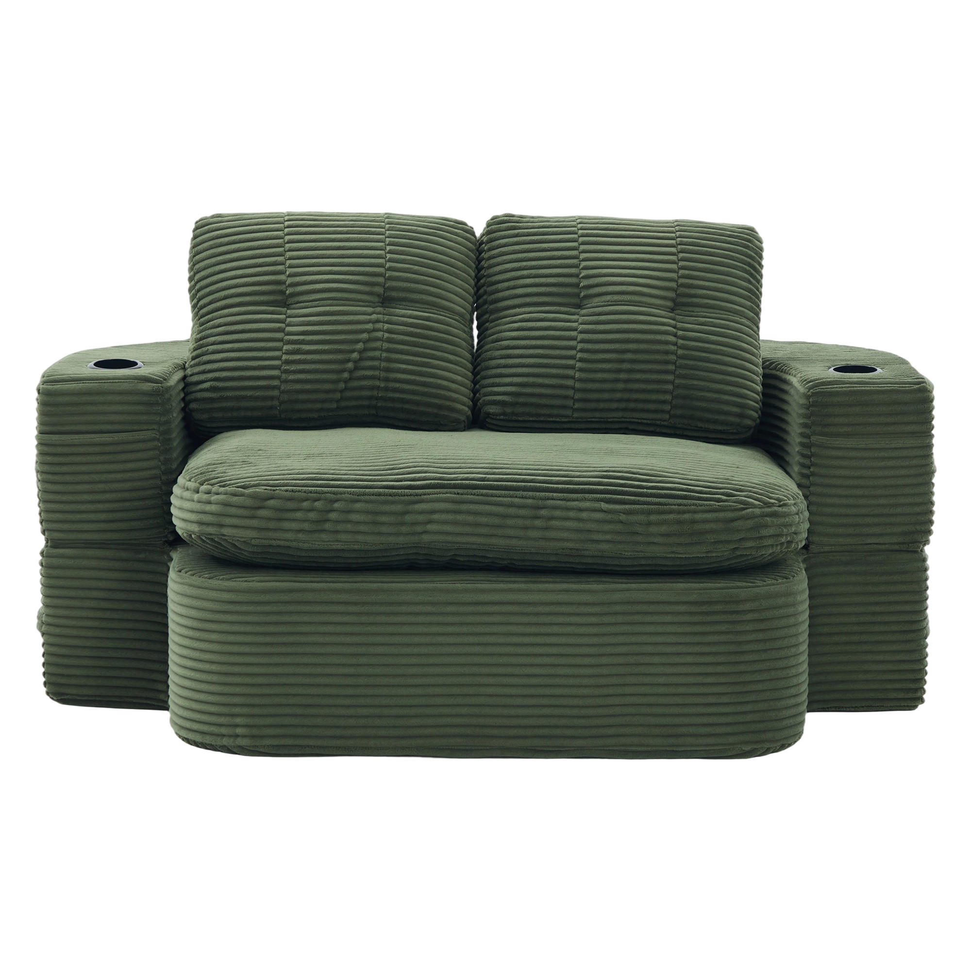 SCHLAFSOFA 2-in-1 Cordstoff Liegefunktion - Smaragdgrün, Textil (165/61/97cm) - Urban Meuble