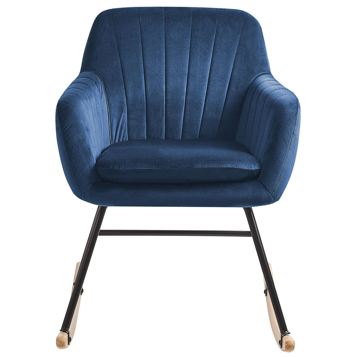 SCHAUKELSTUHL Samtstoff Blau Liarum - Blau, Holz/Textil (60/82/74cm) - Beliani