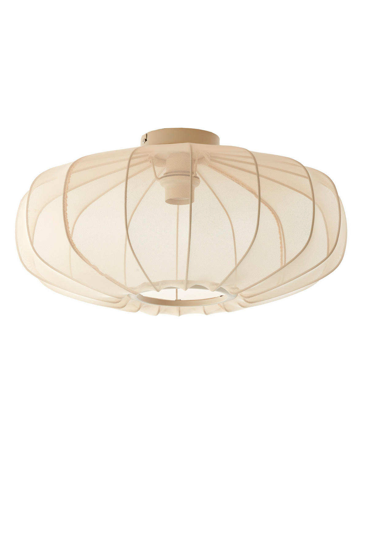 DECKENLEUCHTE Plumalia Braun Ø50/24 cm - Beige, Textil (50/50/24cm) - Light & Living