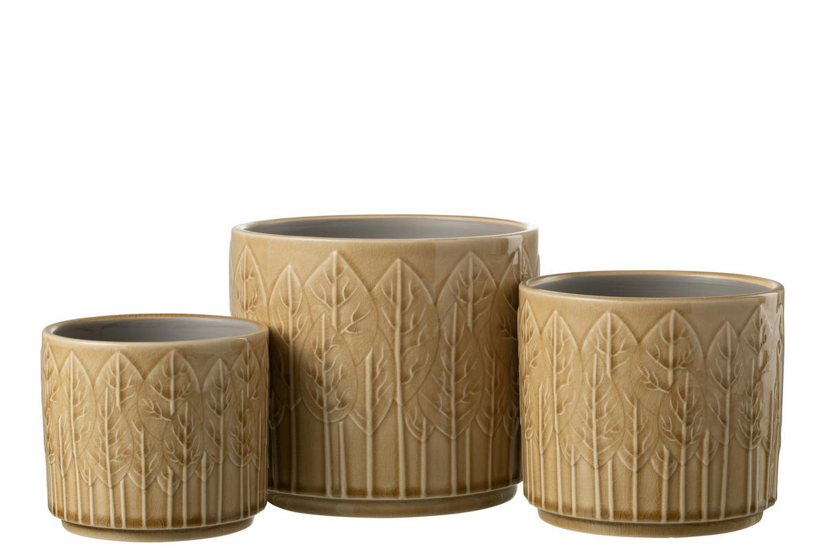 BLUMENTOPF BLATT - Töpferei - Beige - L - Ø 17 cm - Beige, Keramik (17/15cm) - J-Line