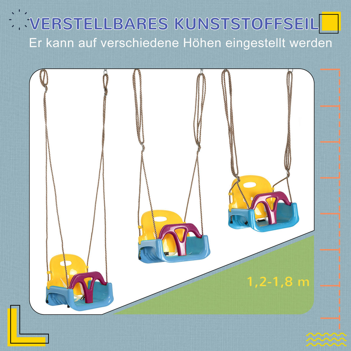 KINDERSCHAUKEL - Multicolor, Kunststoff (33/42cm) - Outsunny
