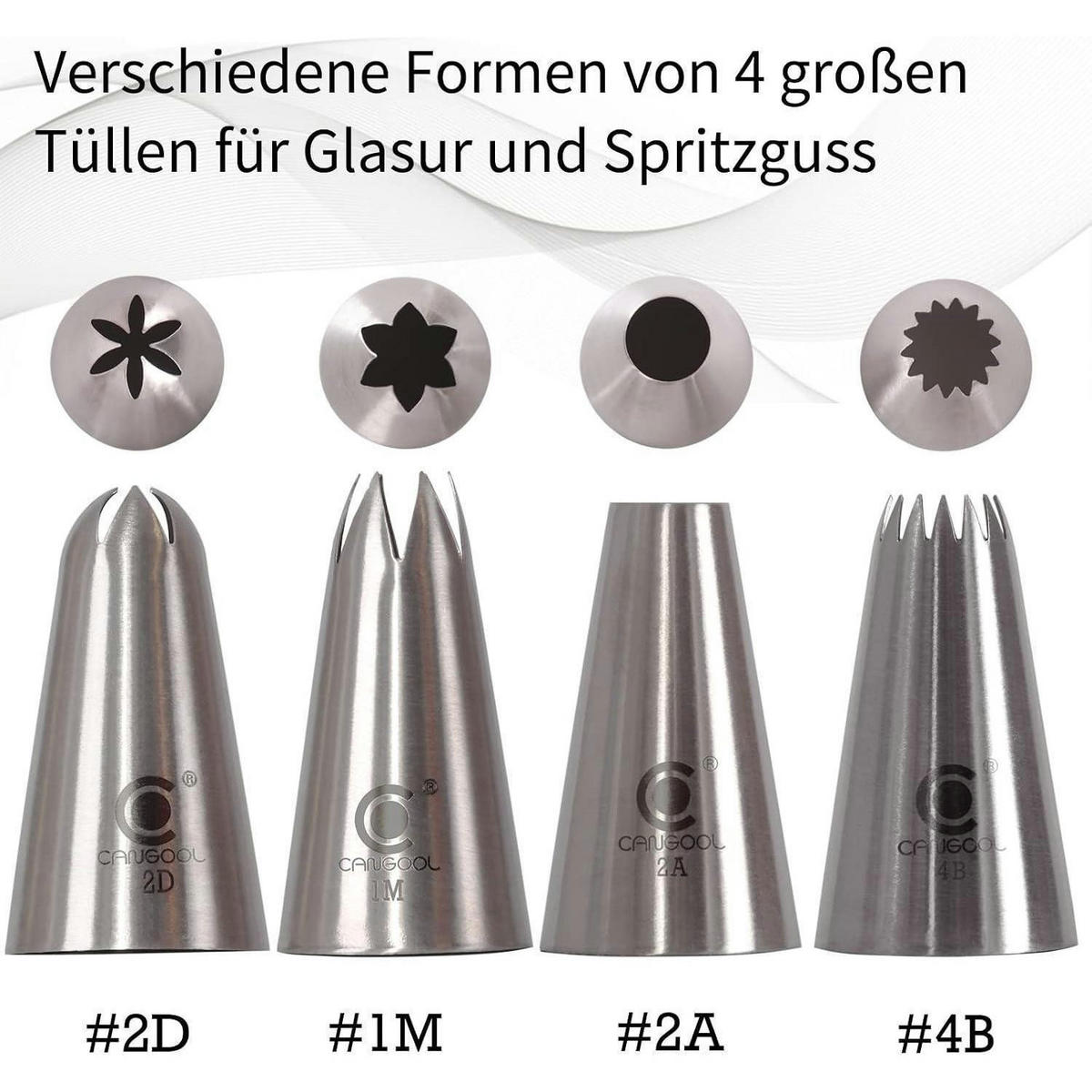 SPRITZTÜLLEN Set 4-teilig Edelstahl 304 - Silberfarben, Metall (2.5/4.6/4.6cm)