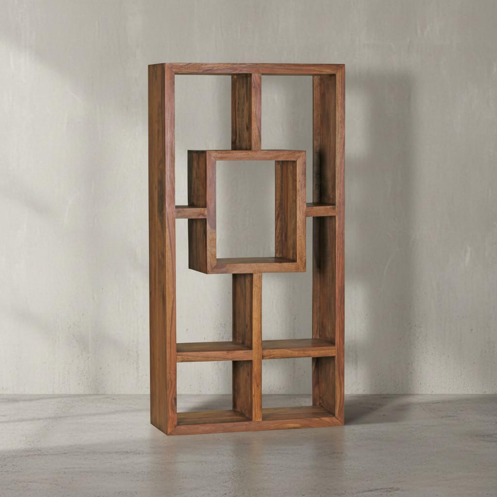 BÜCHERREGAL – NAKO, Naturholz, 90x180 cm, Landhausstil, mit Ablagefächern - Braun, Holz (90/180/35cm) - KADIMA DESIGN