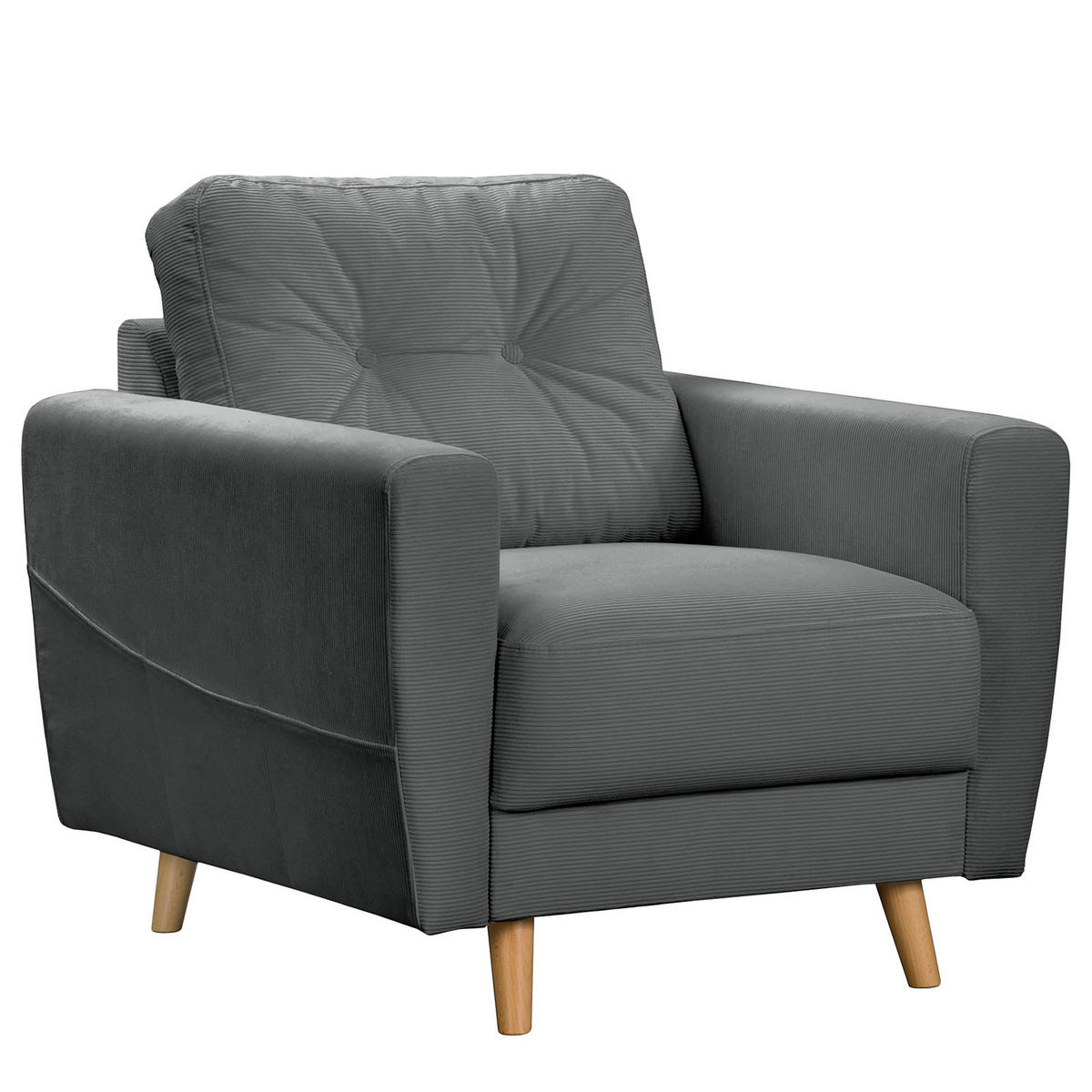 SESSEL - Anthrazit/Braun, Holz/Textil (80/90/87cm) - home24