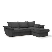 ECKSOFA RECHTS Gerippter Samt Anthrazitgrau 257cm - Dunkelgrau/Anthrazit, Textil (257/168cm) - Sia Home