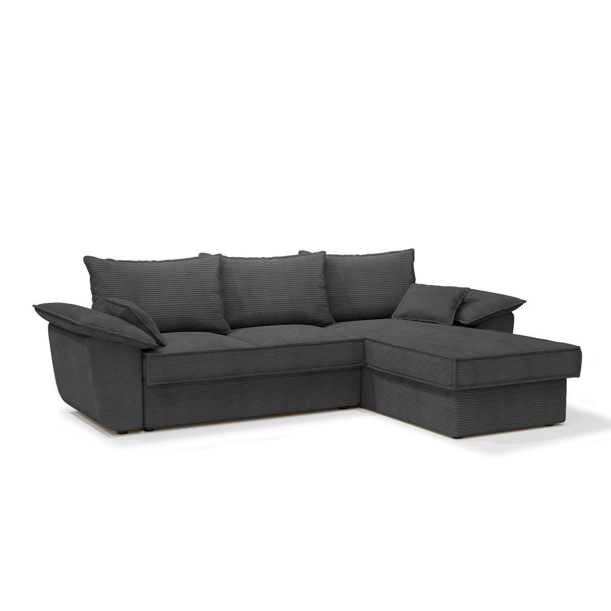 ECKSOFA RECHTS Gerippter Samt Anthrazitgrau 257cm - Dunkelgrau/Anthrazit, Textil (257/168cm) - Sia Home