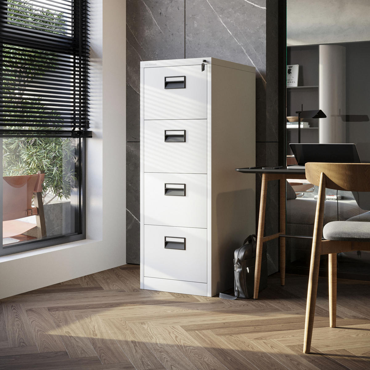 AKTENSCHRANK SARA V4 - Weiß, Metall (46/132/62cm) - Jan Nowak