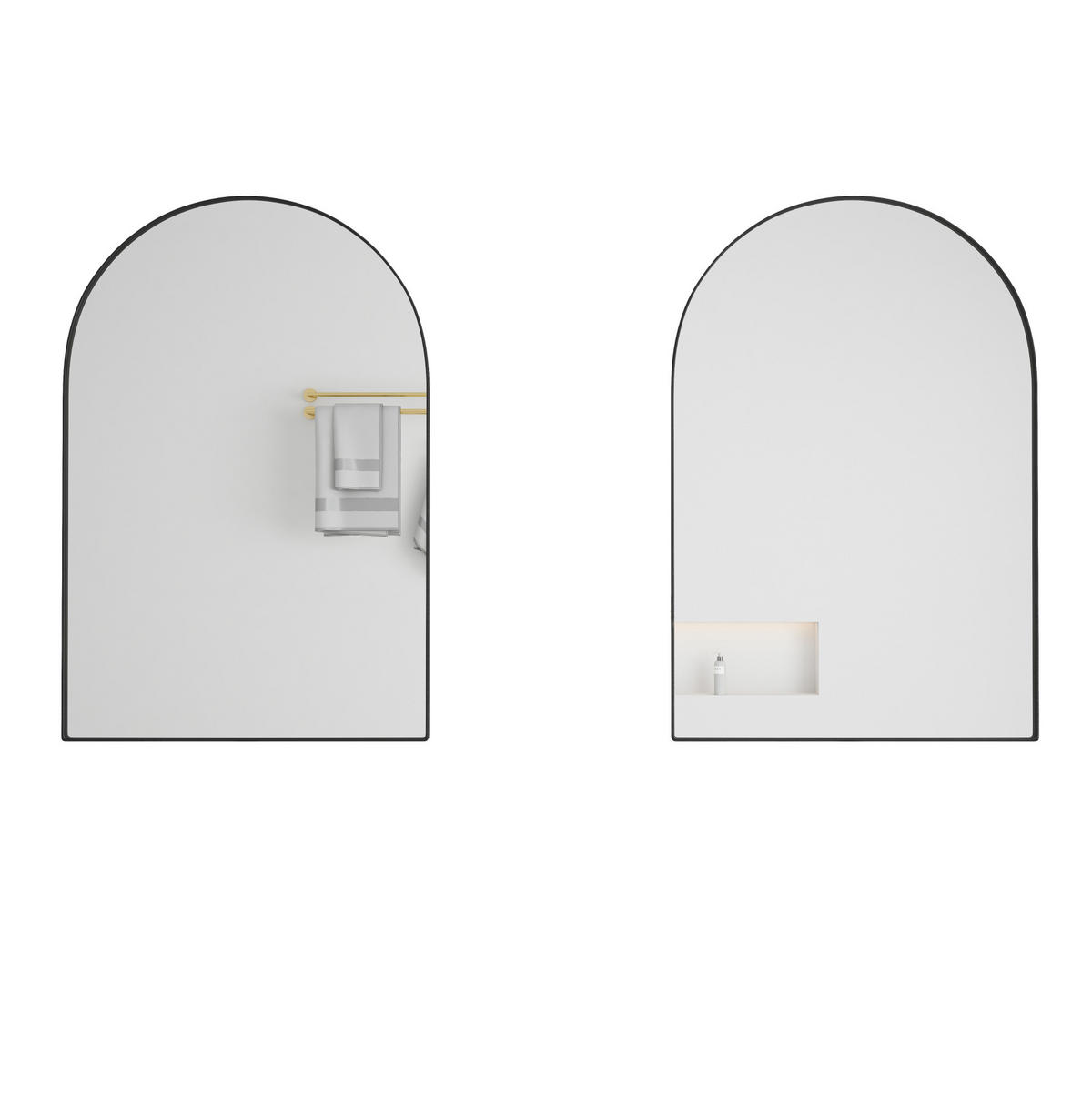 SPIEGELSCHRANK 91x61x12cm schwarz mit gehärtetem Glas Wandmontage,Feuchtigkeitsbeständig,Integrierter Stauraum - Silberfarben, Glas (61/91/12cm) - Modfu