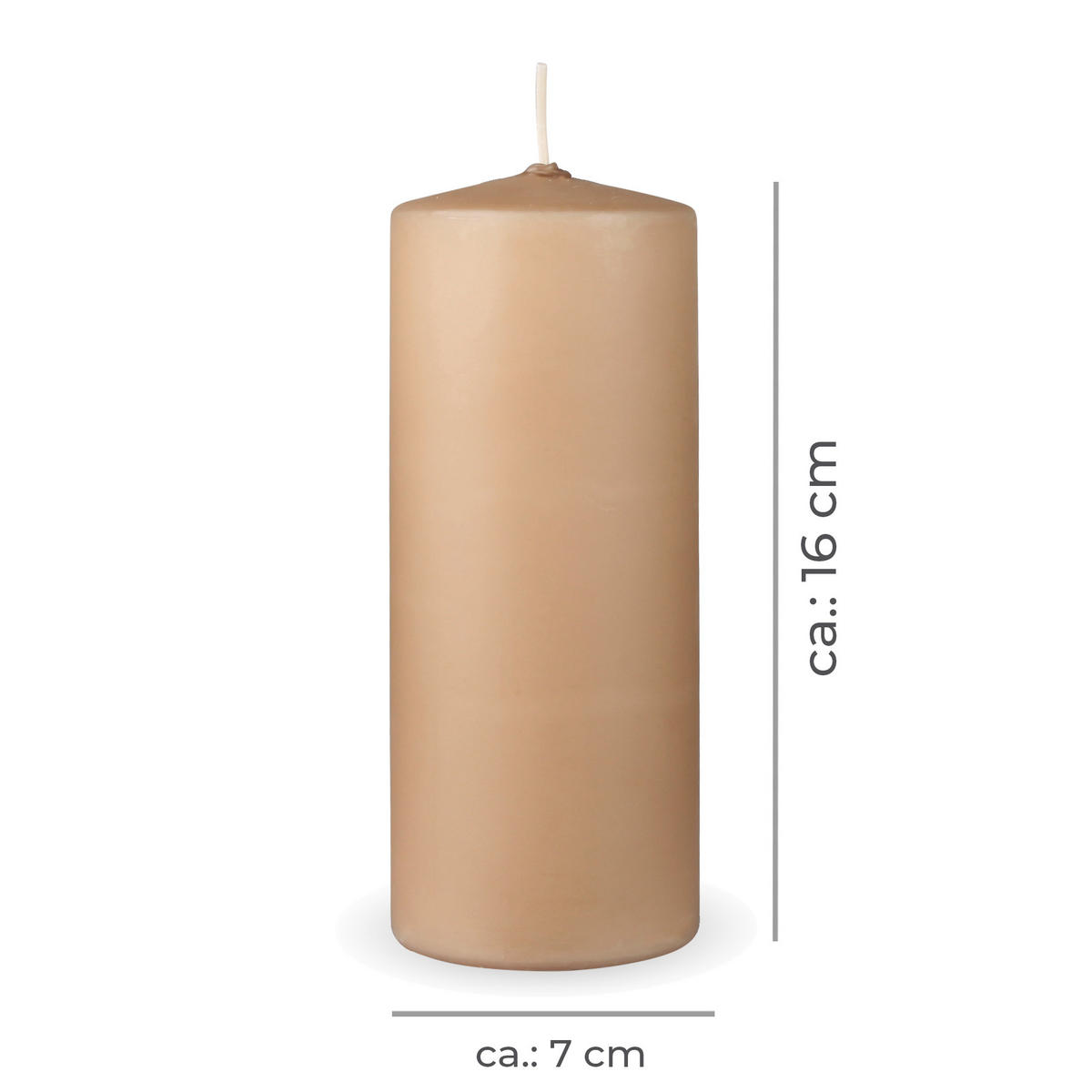 STUMPENKERZEN "Beige", Größe Ø7cm x Höhe: 16 cm - Beige, Naturmaterialien (7/16cm) - HS Candle