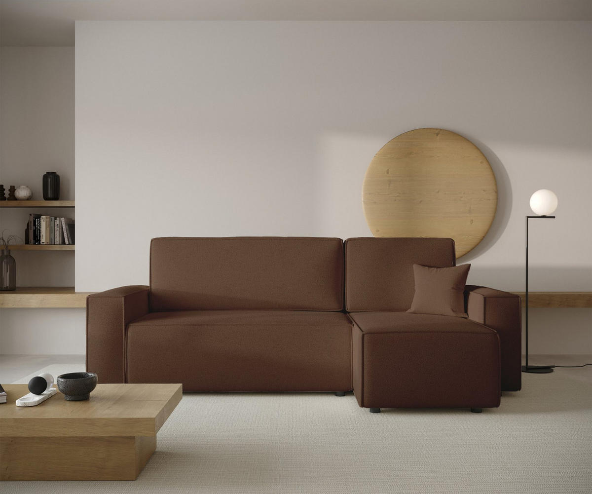 ECKSOFA Copertino Braun beidseitig montierbar - Schwarz/Braun, Kunststoff/Textil (244/145cm) - Selsey