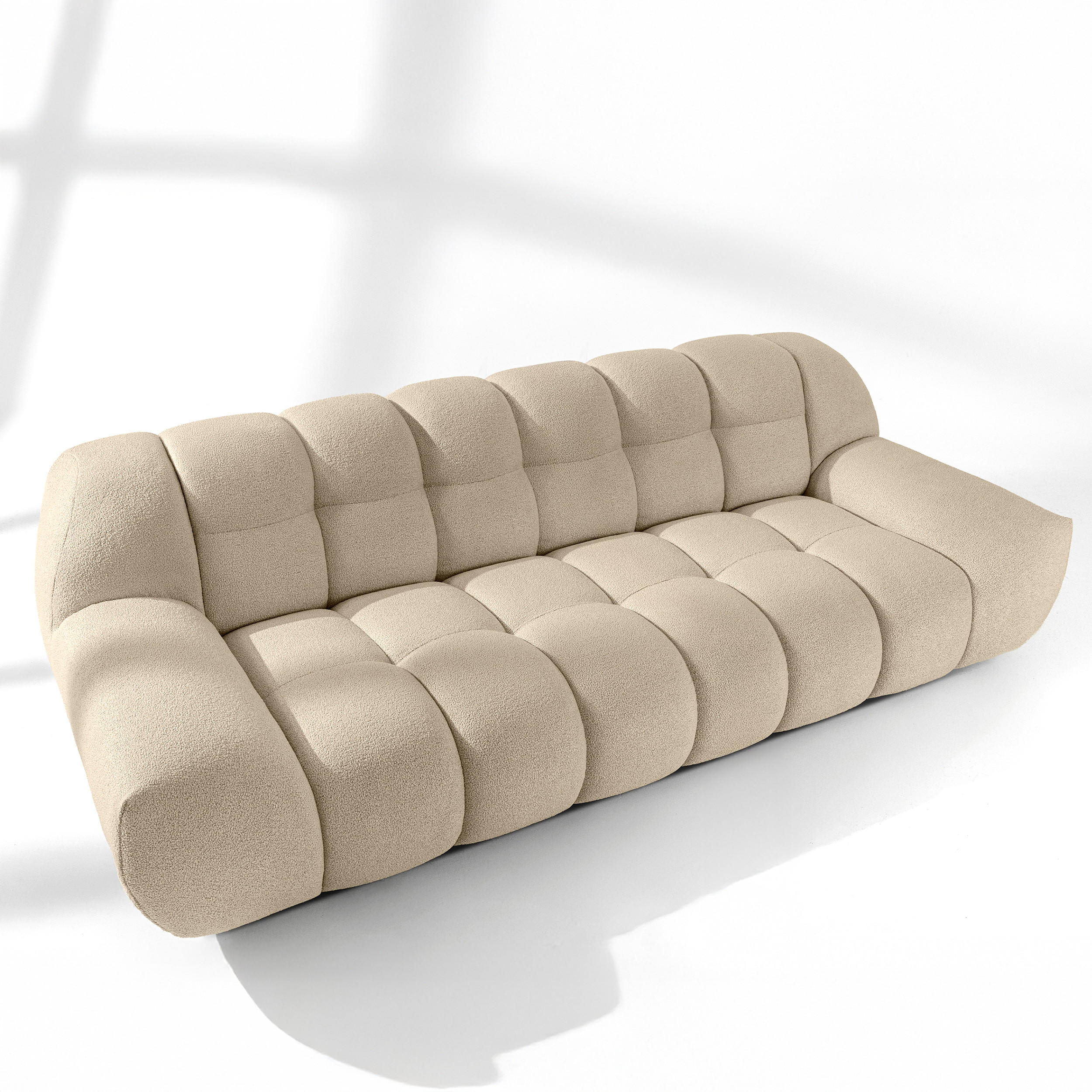 SITZGARNITUR VENA Bouclé, Hellbeige - Beige, Holz/Textil (65/38/65cm) - KONSIMO®