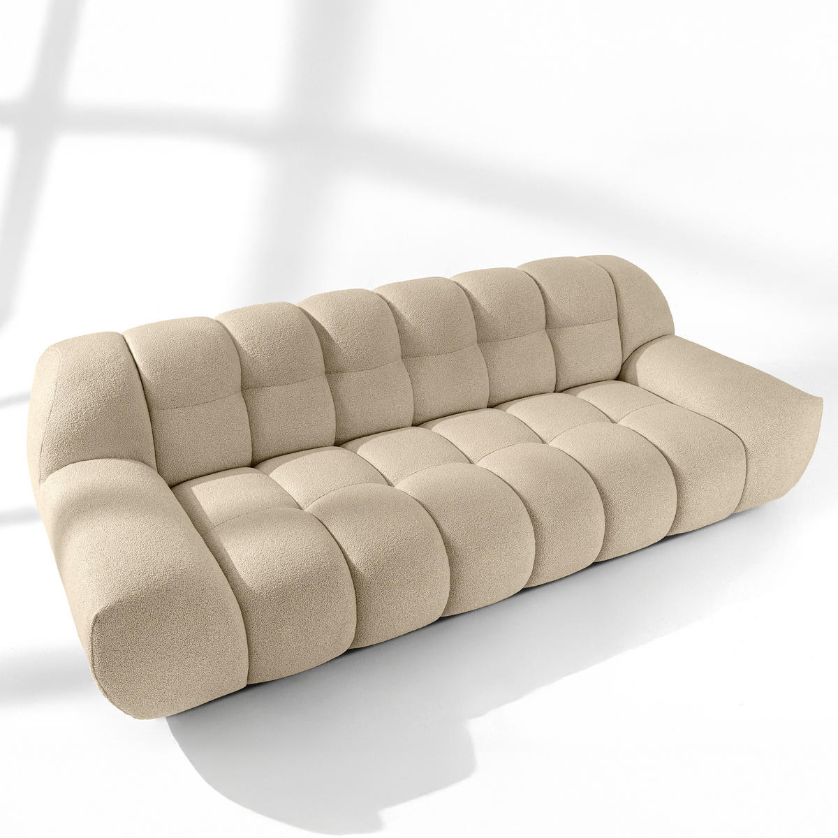 SITZGARNITUR VENA Bouclé, Hellbeige - Beige, Holz/Textil (65/38/65cm) - KONSIMO®