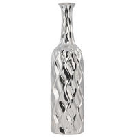 DEKOVASE Steinzeug silber Bassania - Silberfarben, Stein (45cm) - Beliani