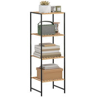 STANDREGAL DE-09389 4 Ablagen aus Bambus & Stahl Natur - Naturfarben, Metall (33/110/36.5cm) - ComfortXL