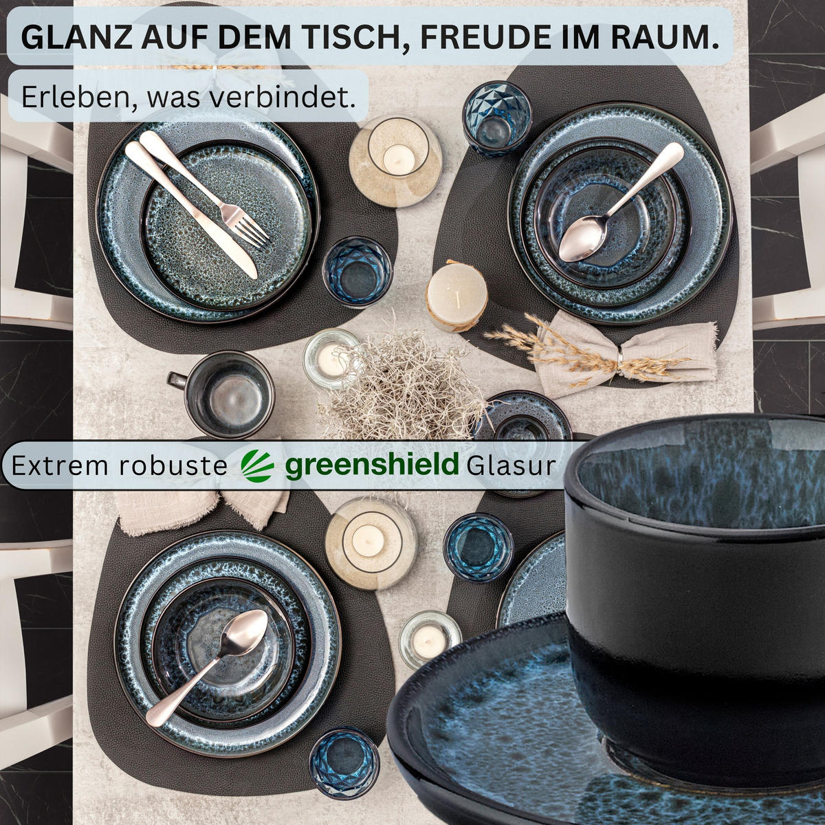 ESPRESSOTASSEN SET MANILA - 12 teilig aus Steingut - Blau, Stein (0.08L) - Sänger