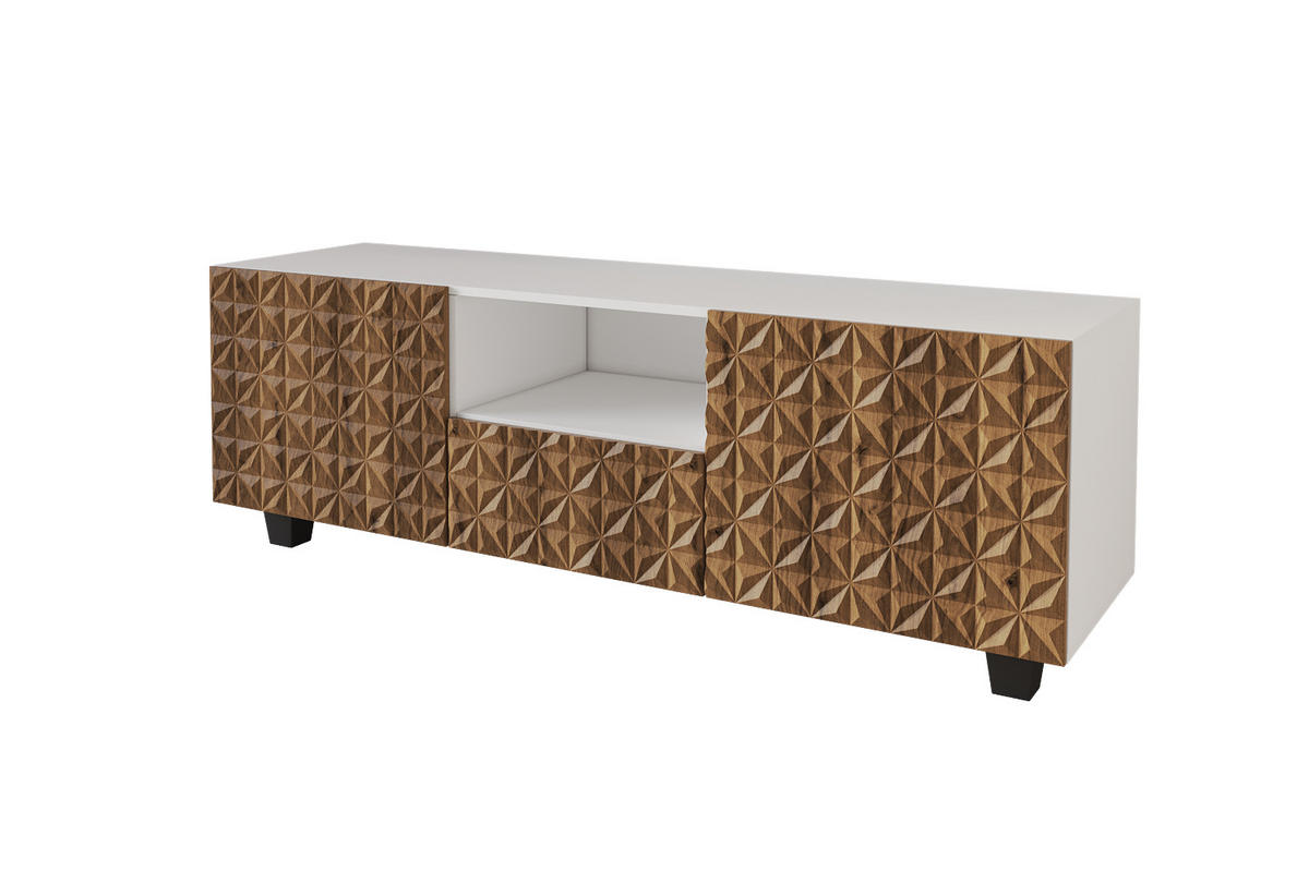 LOWBOARD VIRA-S 140x40x41 cm - Weiß / Katania - Eiche Wotan/Schwarz, Holzwerkstoff (140/50/41cm) - ALTDECOR