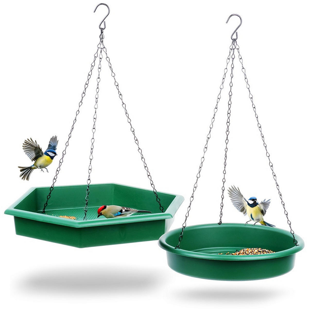 VOGELFUTTER-SET Hängestation & Tränke 2-teilig Dunkelgrün - Dunkelgrün, Kunststoff (32/28/28cm) - ProGarden