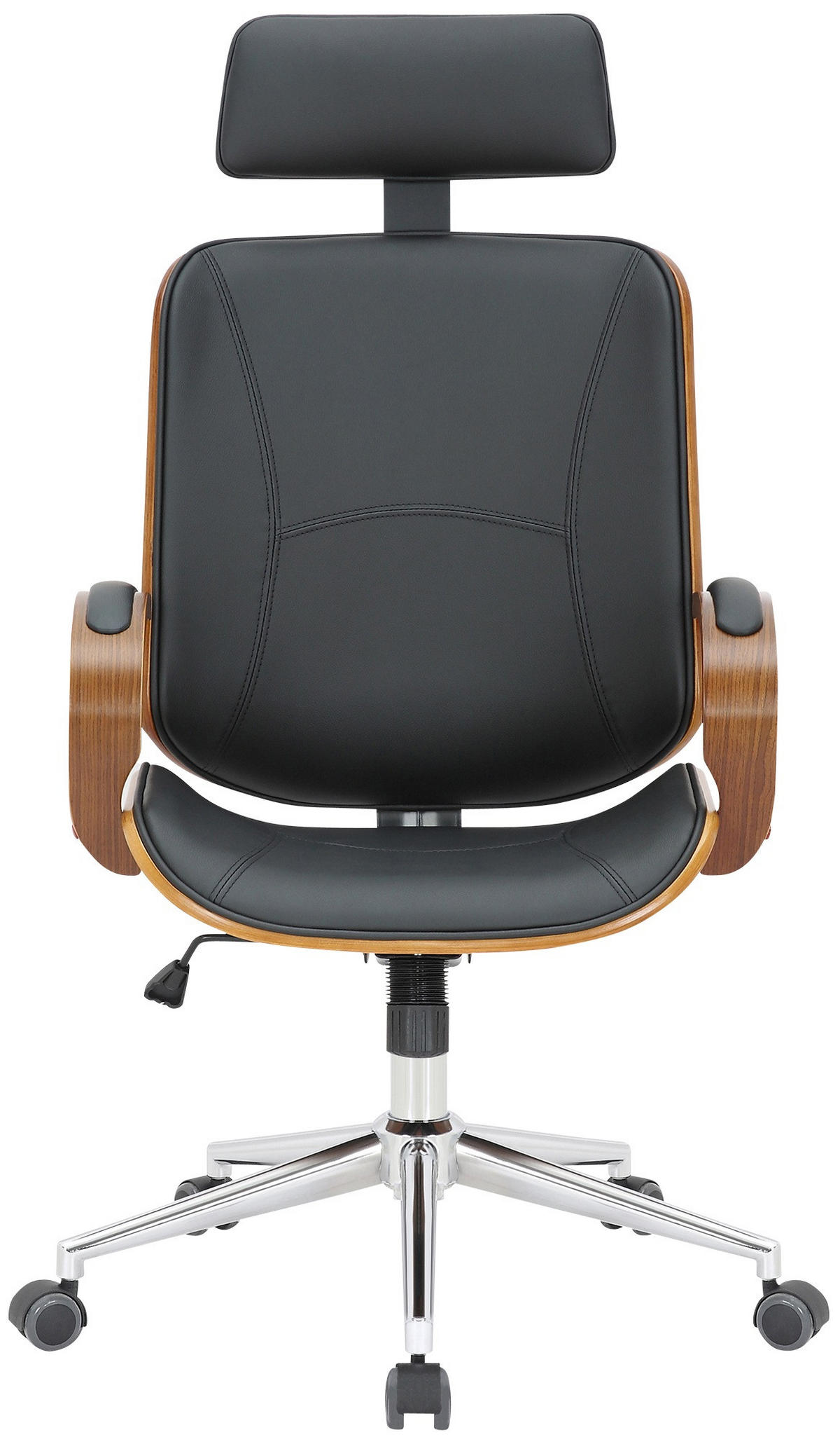 DREHSTUHL Lederlook Walnuss/Schwarz - Walnussfarben/Schwarz, Textil/Metall (70/118/70cm) - CLP
